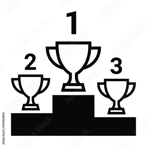Three tiered podium showcases champion runner up and third place winners