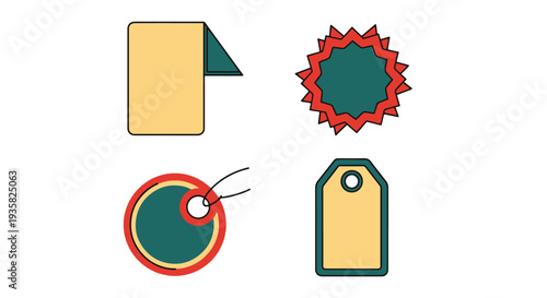 Price tag Line art vector set creative color composition illustration