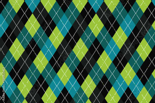 Geometric pattern with diamond shapes in vibrant neon and dark colors