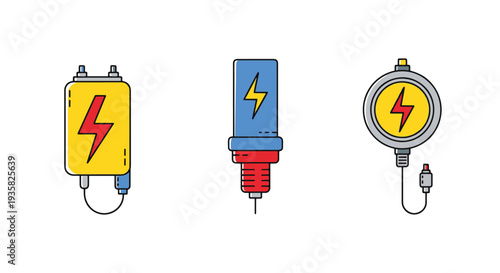High Voltage Line art vector minimal digital color illustration