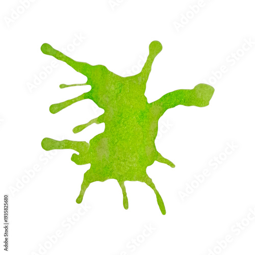 Green  paint blot isolated on white background. Green decorative splash. Art decorations. Paint spot. Watercolour splash. Design element for backdrops, design effects, decoration. Vector illustration.