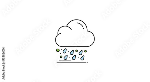 Rain cloud over crop Line art clean color concept illustration