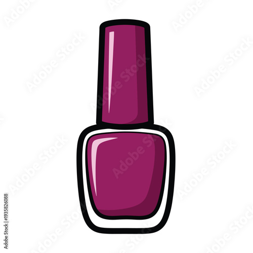 Vibrant purple nail polish bottle with a sleek design, perfect for beauty and cosmetic themes. A classic beauty accessory icon for fashion, makeup, and personal care concepts