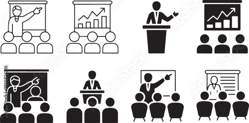 Training & Education Icon Set – Workshop, Presentation, Classroom & Learning Symbols