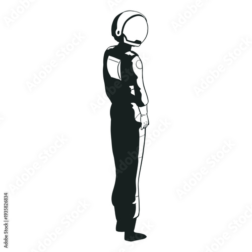 Drawn astronaut looking side