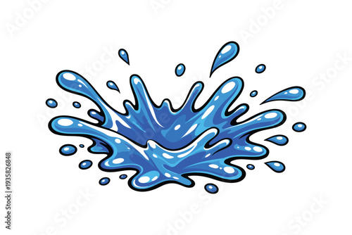 A vibrant splash of blue water droplets forming an animated and dynamic pattern