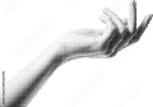 Elegant Hand Reaching Out with Subtle Halftone Effect on Transparent Background, PNG