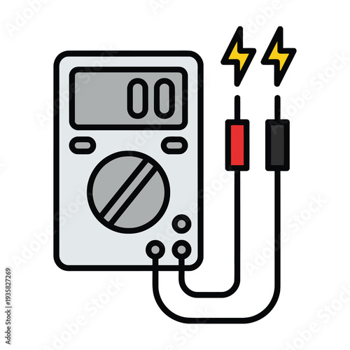 Multimeter testing electrical circuit with live voltage display