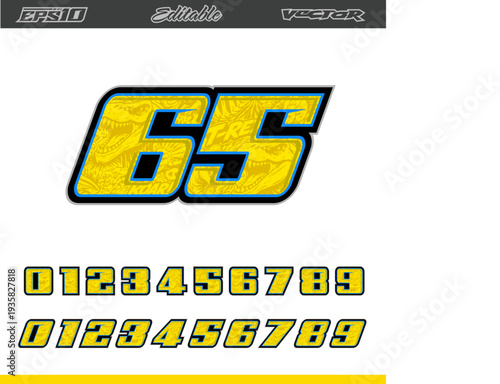 Racing number and striping line designs