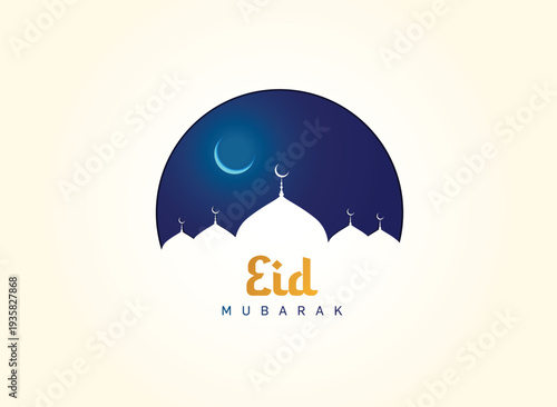 Eid Mubarak Islamic concept background template vector Illustration.