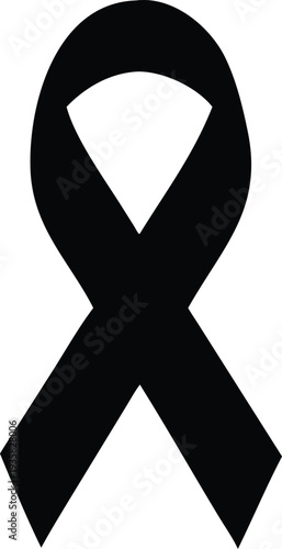 Black Awareness Ribbon Symbol for Mourning and Support in Minimalist Stock Design