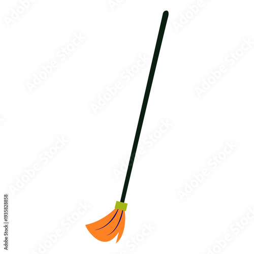 Cleaning broom colorful flat