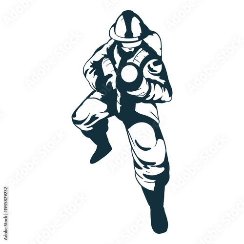Hose ready firefighter illustration