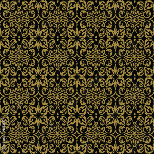 Golden Ornate Pattern on Black Background