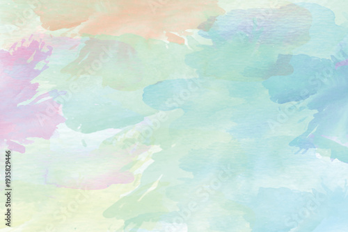 Abstract pastel watercolor background with soft paint splashes.Dreamy colorful watercolor wash background with artistic strokes.Soft pastel artistic brush strokes on textured paper background.