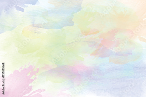 Abstract pastel watercolor background with soft paint splashes.Soft pastel artistic brush strokes on textured paper background.