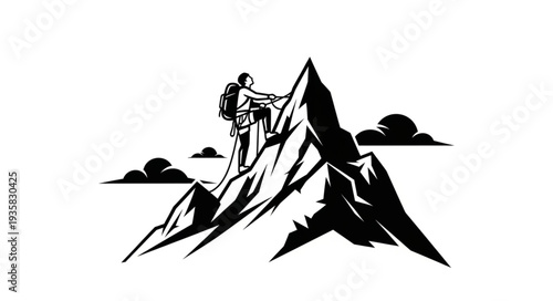 Adventurous climber conquers mountain peak, achieving summit success with determination and skill.