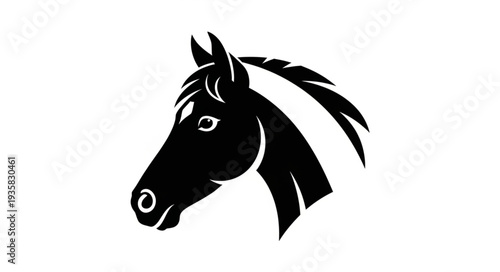 Elegant silhouette of a horses head, showcasing its graceful profile and refined features.