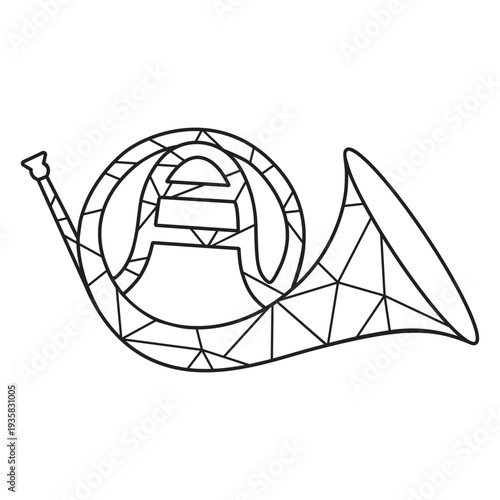 Low poly french horn stroke