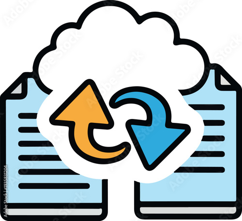 Vector icon of cloud sync and file exchange