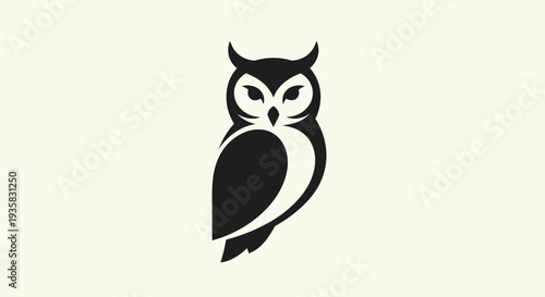 Stylized owl silhouette on neutral background