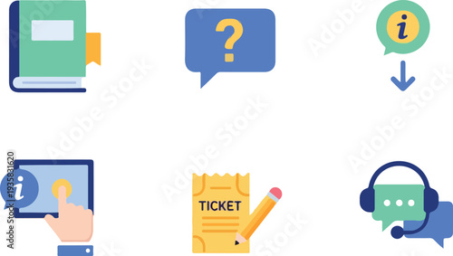 Set of 6 customer support icons vector