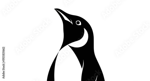 Stylized penguin upward view illustration