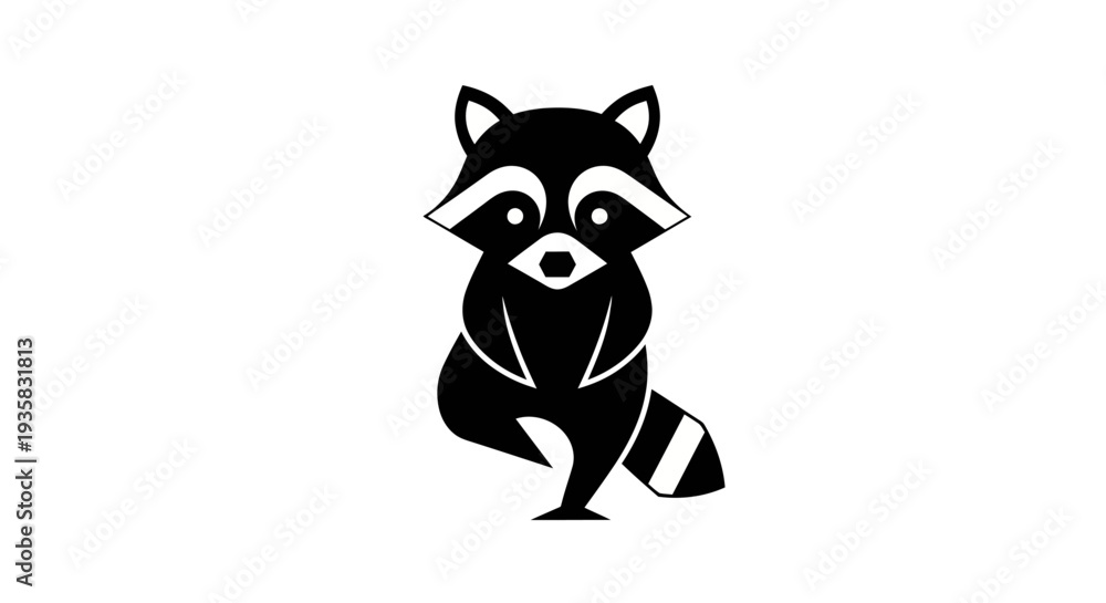 Fototapeta premium Stylized raccoon silhouette on white