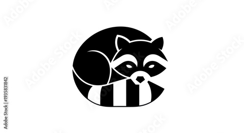 Stylized raccoon silhouette on white