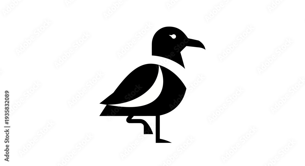 Fototapeta premium Stylized seagull silhouette on white