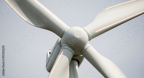 Close-up of wind turbine blades capturing clean wind power, symbolizing renewable energy, innovation, and the sustainable values celebrated on World Earth Day.