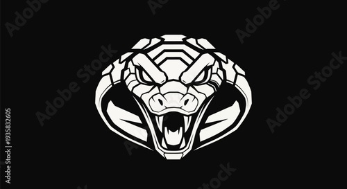 Stylized snake head illustration on black