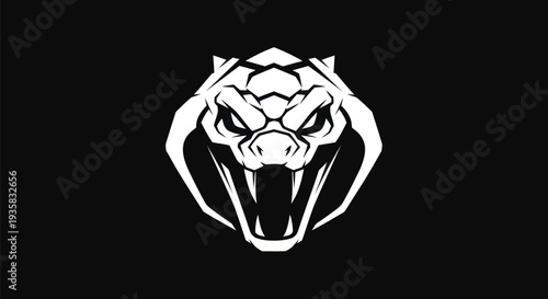Stylized snake head on black background