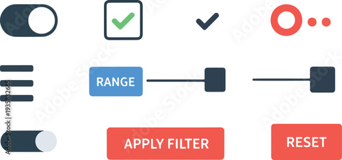 Set of UI filter icons vector