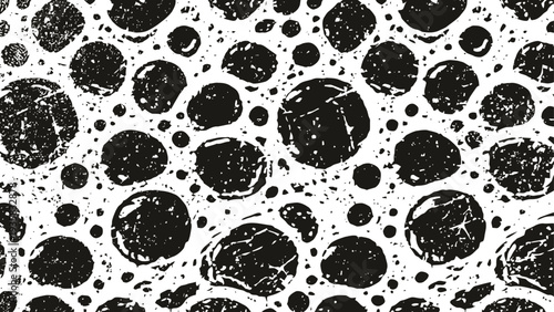Grunge black paint splatter pattern on white background, distressed texture design, abstract art