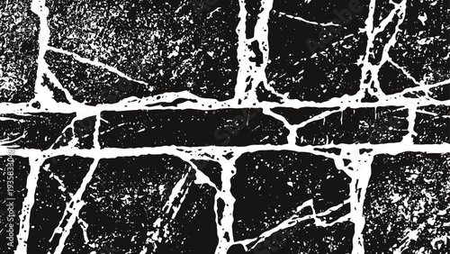 Black and white cracked paint texture with abstract rough uneven surface and distressed pattern
