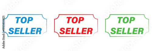 Top Seller stamp icons set, colorful vintage style marketing labels for retail