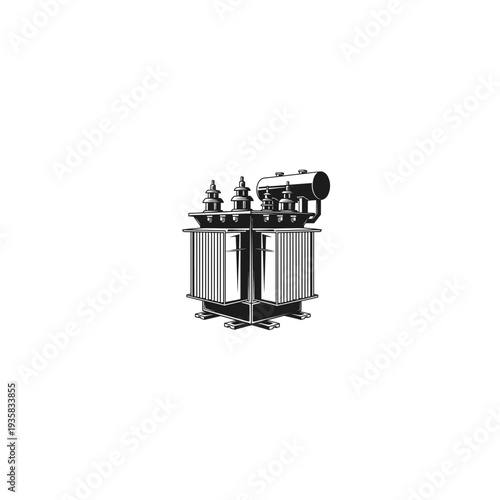 Industrial Electrical Power Transformer Unit Vector Illustration