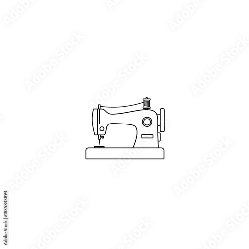 Canvas Print Modern Sewing Machine Line Icon for Tailoring and Crafting