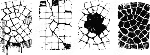 Grunge cracked wall textures set distressed peeling paint and damaged surfaces urban decay and rough vintage backgrounds