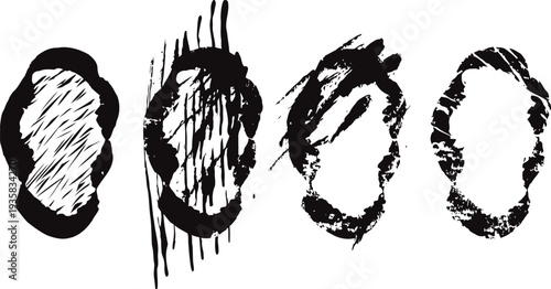 black ink fingerprint smudges set on white background with textured grunge effects and varying opacity