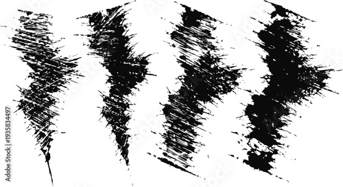 abstract black ink strokes on white background grunge brush paint splatter texture set