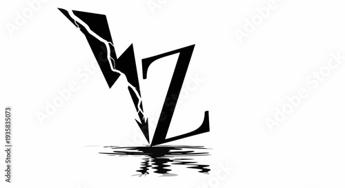 Dynamic lightning bolt striking and shattering the letter Z, symbolizing impact or disruption.