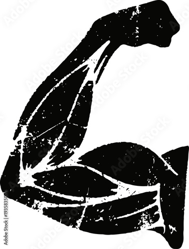 Strong arm muscle icon with muscular biceps flexing, fitness training symbol design