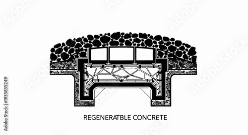 Detailed cross-section illustration of innovative regenerable concrete structure