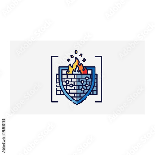 Firewall Security Shield Protecting Network from Cyber Threats Icon
