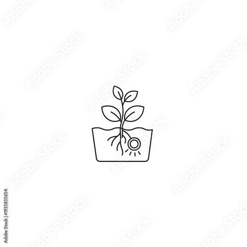 Smart Plant Growth Monitoring with Illuminating Sensor Icon