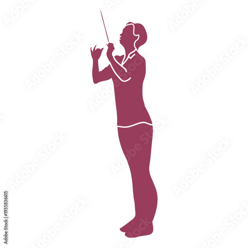 Woman side orchestra conductor silhouette