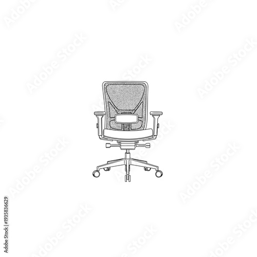 Ergonomic Office Chair Front View Line Art Illustration
