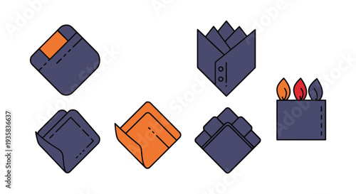 Pocket Square Line art vector abstract color composition illustration